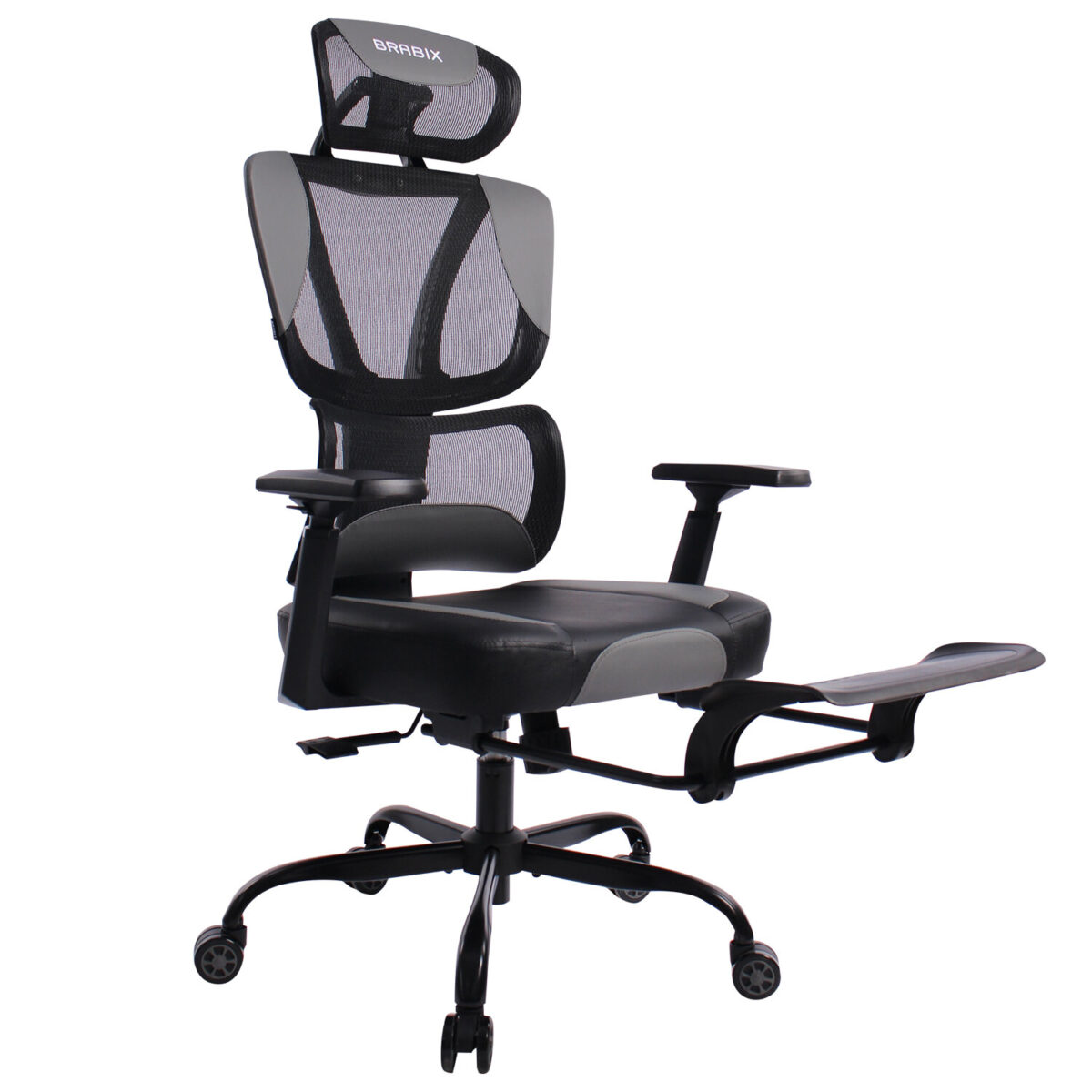 Кресло BRABIX PREMIUM "Venom GM-530", подножка, синхромеханизм, экокожа/сетка, черное/серое, 532951 — изображение 7