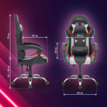 Кресло компьютерное CROMEX (КРОМЕКС) "Quantum GM-155 RGB", подсветка, две подушки, экокожа, черное/красное/серое, 532955 — изображение 31