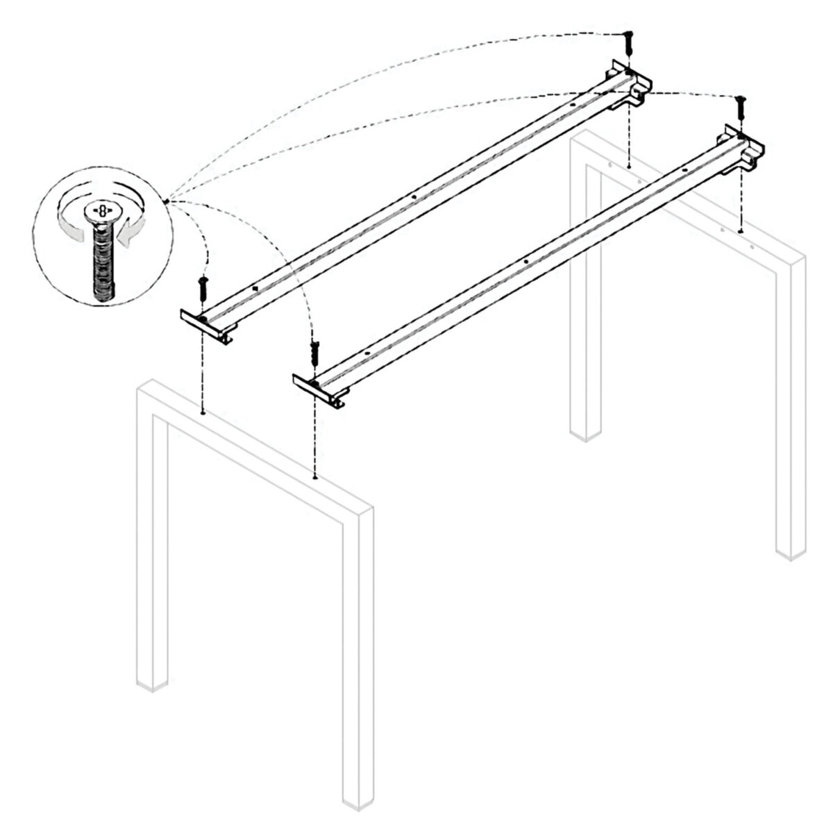 Траверса стола на металлокаркасе "Арго", КОМПЛЕКТ 2 шт., для ширины 1200 мм — изображение 1