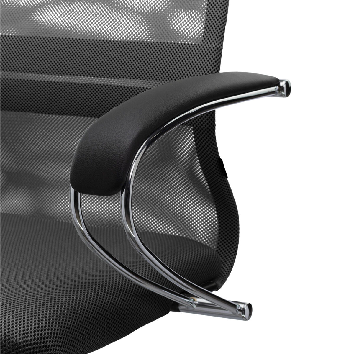 Кресло офисное МЕТТА "SU-B-8" хром, ткань-сетка, сиденье мягкое, черное — изображение 15