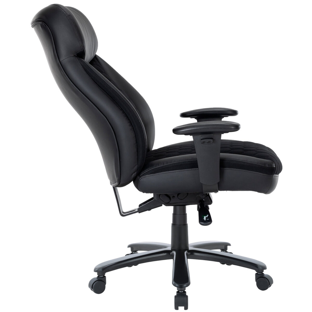 Кресло офисное CHAIRMAN CH 414, НАГРУЗКА до 180 кг, пружинный блок в сиденье, ткань/экокожа, черное, 7145955 — изображение 5