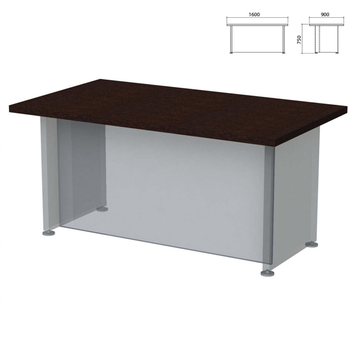 Столешница стола письменного "Приоритет" (1600х900х750 мм), венге, К-901, К-901 венге — изображение 1