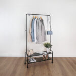 Вешалка для плечиков "Валенсия-32М", 1620х915х300 мм, 2 полки, передвижная, металл, черная, ВГВ32М Ч — изображение 3