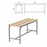 Скамья деревянная на металлокаркасе "СТ 1000", 1000х350х450 мм, каркас металлический серый, сиденье дерево — изображение 2