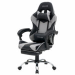 Кресло компьютерное CROMEX (КРОМЕКС) "Wave GM-145", вибромассаж, подножка, подушки, экокожа, черное/серое, 532956 — изображение 5