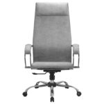 Кресло офисное МЕТТА "L1m 42", хром, сиденье и спинка мягкие, велюр, светло-серое — изображение 7