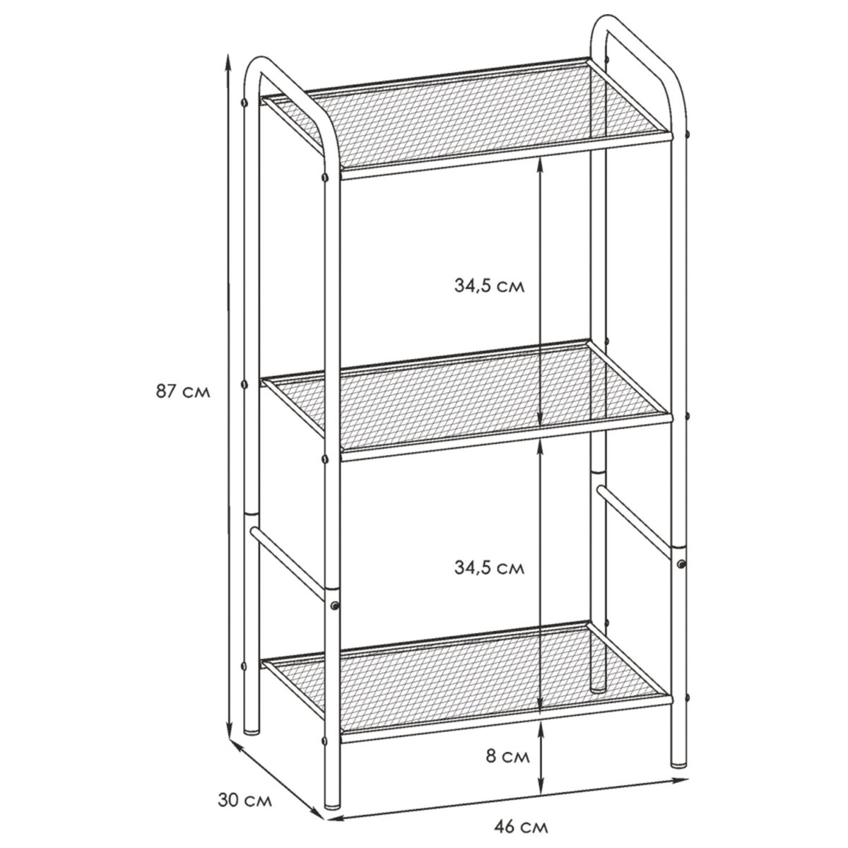 Стеллаж на металлокаркасе "Валенсия-13", 455х300х855 мм, 3 полки, белый, СТВ13 Б — изображение 2