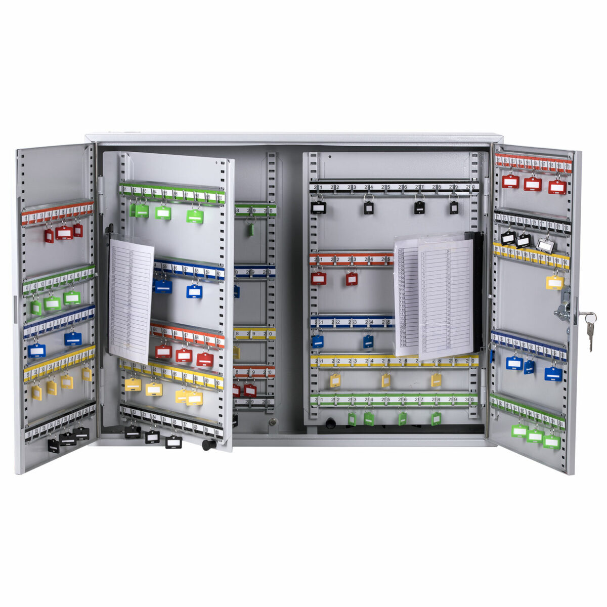 Шкафчик (Ключница) на 300 ключей BRAUBERG, 730х550х140 мм, с замком, +300 брелоков, серый, 290341 — изображение 4