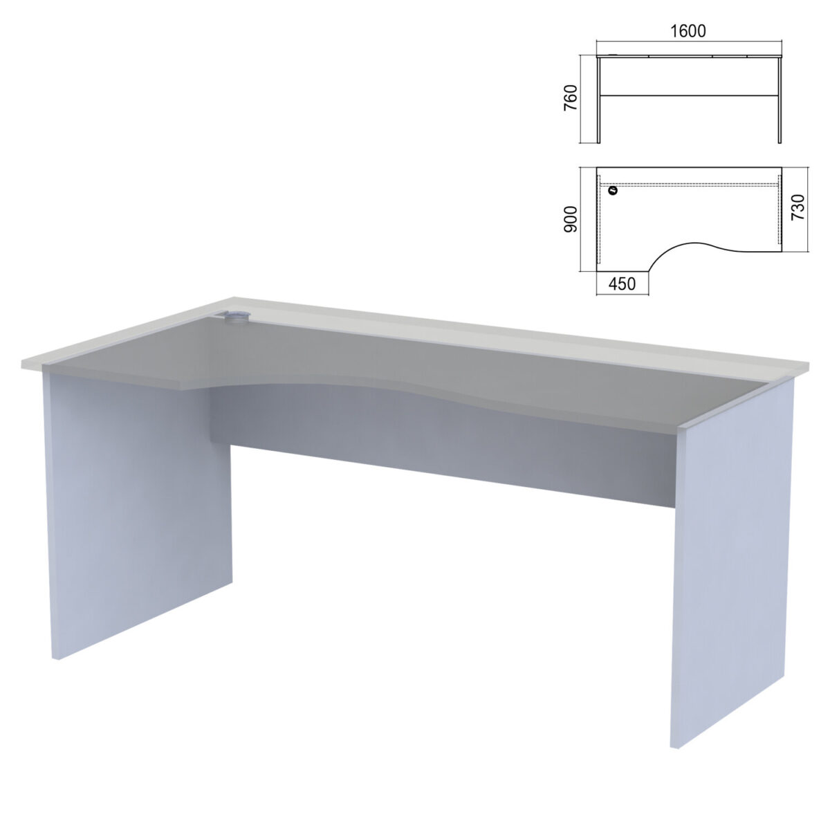 ed27ce348d86f7dca02ae67542f80601_xl Стол эргономичный ЧАСТЬ 2 "Арго", 1600х900х760 мм, левый/правый, серый — изображение 1