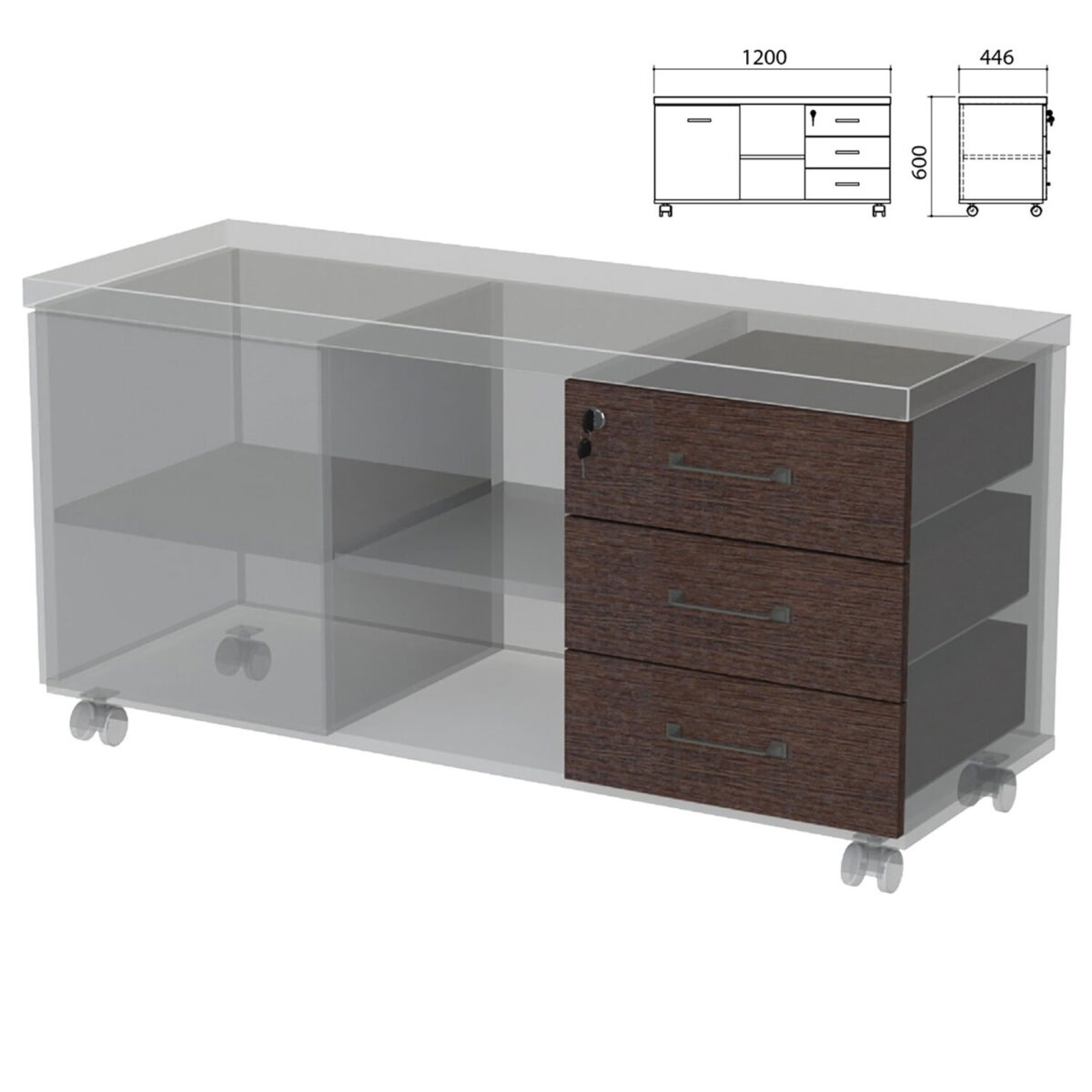 Ящики тумбы-креденции "Приоритет", КОМПЛЕКТ 3 шт., венге, К-927, К-927 венге — изображение 1