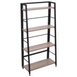 Стеллаж BRABIX "Smart SH-007", 605х295х1193 мм, ЛОФТ, трапеция, складной, металл/ЛДСП дуб, каркас черный, 641872 — изображение 2