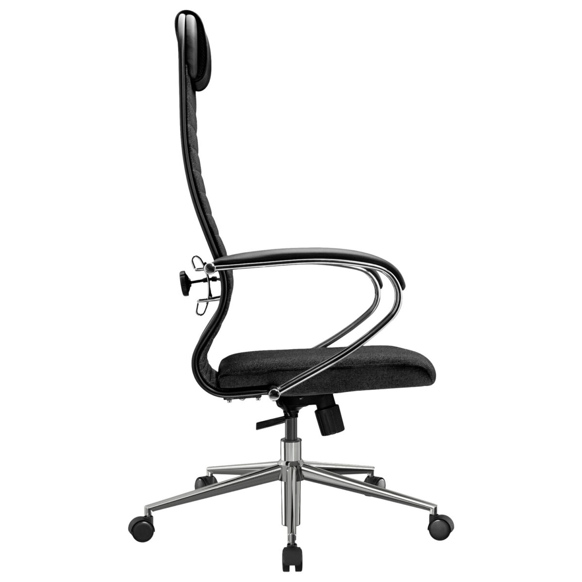 Кресло офисное МЕТТА "К-27" хром, ткань, сиденье и спинка мягкие, черное — изображение 6