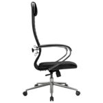 Кресло офисное МЕТТА "К-27" хром, ткань, сиденье и спинка мягкие, черное — изображение 6