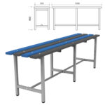 Скамья пластиковая влагостойкая на металлокаркасе "СТ 3П", 1500х350х460 мм, регулируемые опоры, каркас металлический серый, сиденье пластик — изображение 2