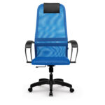 Кресло офисное МЕТТА "SU-B-8" пластик, ткань-сетка, сиденье мягкое, синее — изображение 4