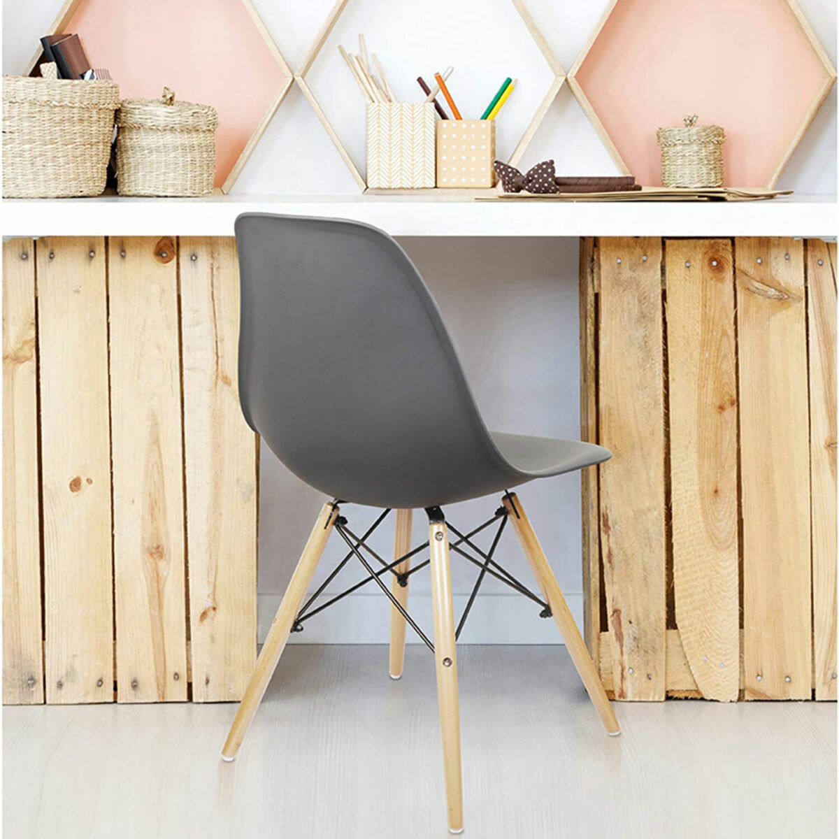 Стулья BRABIX "Eames CF-010", КОМПЛЕКТ 4 шт., пластик серый, опоры дерево/металл, 532632, 2033A — изображение 10