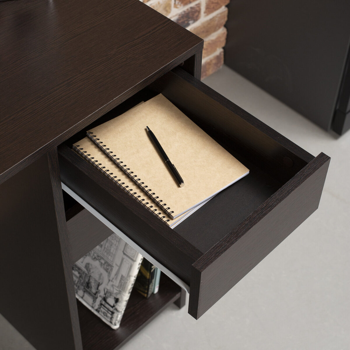 Стол письменный/компьютерный BRABIX "Scandi CD-017", 900х450х750 мм, 2 ящика, венге, 641896, ЦБ013706-3 — изображение 6