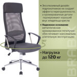 Кресло офисное BRABIX "Flight R EX-541", хром, ткань TW, сетка, черное/серое, 532518 — изображение 18