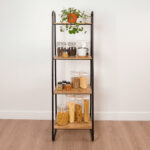 Стеллаж на металлокаркасе "Скандинавия-14", 450х385х1470 мм, 4 полки ЛДСП, черный/дуб, CТCП14 Ч — изображение 4