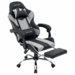 Кресло компьютерное CROMEX (КРОМЕКС) "Wave GM-145", вибромассаж, подножка, подушки, экокожа, черное/серое, 532956 — изображение 8