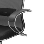 Кресло офисное МЕТТА "К-16" хром, ткань-сетка/экокожа, сиденье мягкое, черное — изображение 12
