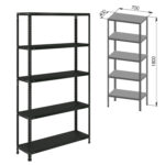 Стеллаж металлический BRABIX "ГРАФИТ MS KD-180/40/70-5", лофт, 1800х700х400 мм, 5 полок, 291268, S240BR124593