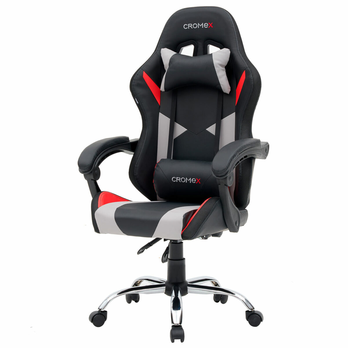 Кресло компьютерное CROMEX (КРОМЕКС) "Quantum GM-155 RGB", подсветка, две подушки, экокожа, черное/красное/серое, 532955 — изображение 6