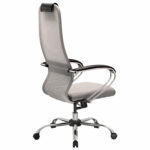 Кресло офисное МЕТТА "SU-B-8" хром, ткань-сетка, сиденье мягкое, светло-серое — изображение 7