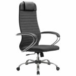 Кресло офисное МЕТТА "К-27" хром, ткань, сиденье и спинка мягкие, серое — изображение 2