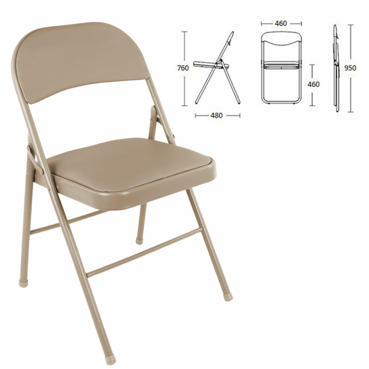 Стул складной BRABIX "Golf Plus CF-003 Комфорт", бежевый каркас, кожзам бежевый, 531567 — изображение 3