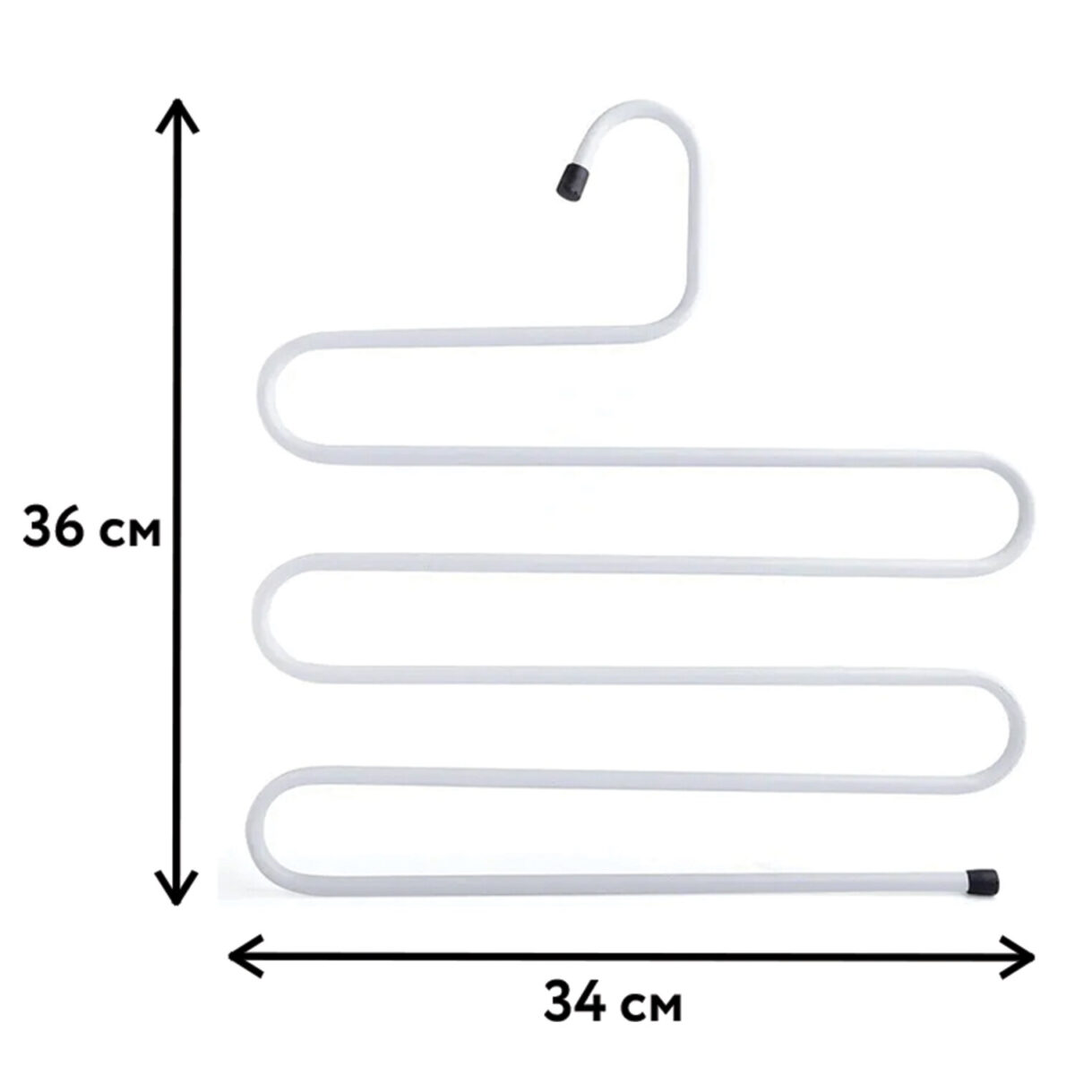 Вешалка для брюк и одежды "ЗМЕЙКА", КОМПЛЕКТ 2 шт., 5 секций, размер 34х36 см, белые, BRABIX, 608466 — изображение 2