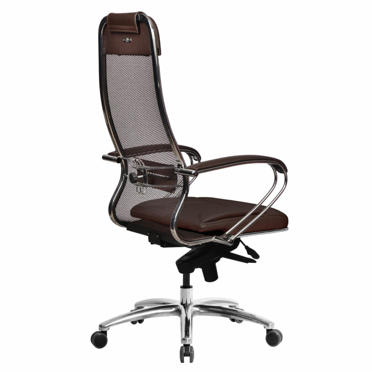 Кресло офисное МЕТТА "SAMURAI" SL-1, сверхпрочная ткань-сетка/экокожа, темно-коричневое — изображение 6