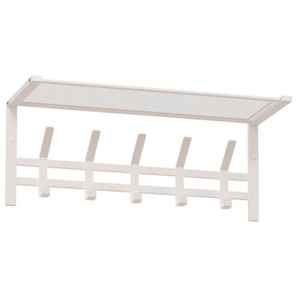 Вешалка настенная с полкой "Торонто-21", 270х670х270 мм, 5 крючков, металл, белая, ВСПТ21 Б