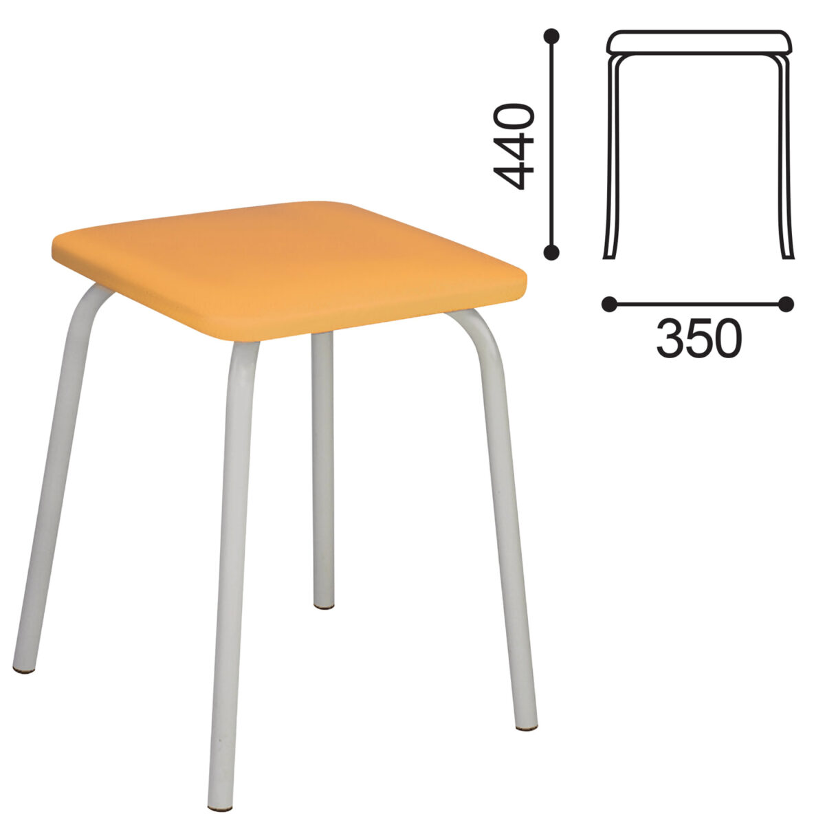Табурет РС01-03, серебристый каркас, песочный кожзам, РС.01/03-523-05 — изображение 1