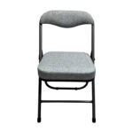 Стул складной для дома и офиса РС04К комфорт, черный каркас, рогожка светло-серая — изображение 3