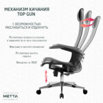 Кресло офисное МЕТТА "К-4-Т" хром, прочная сетка, сиденье и спинка регулируемые, черное — изображение 24