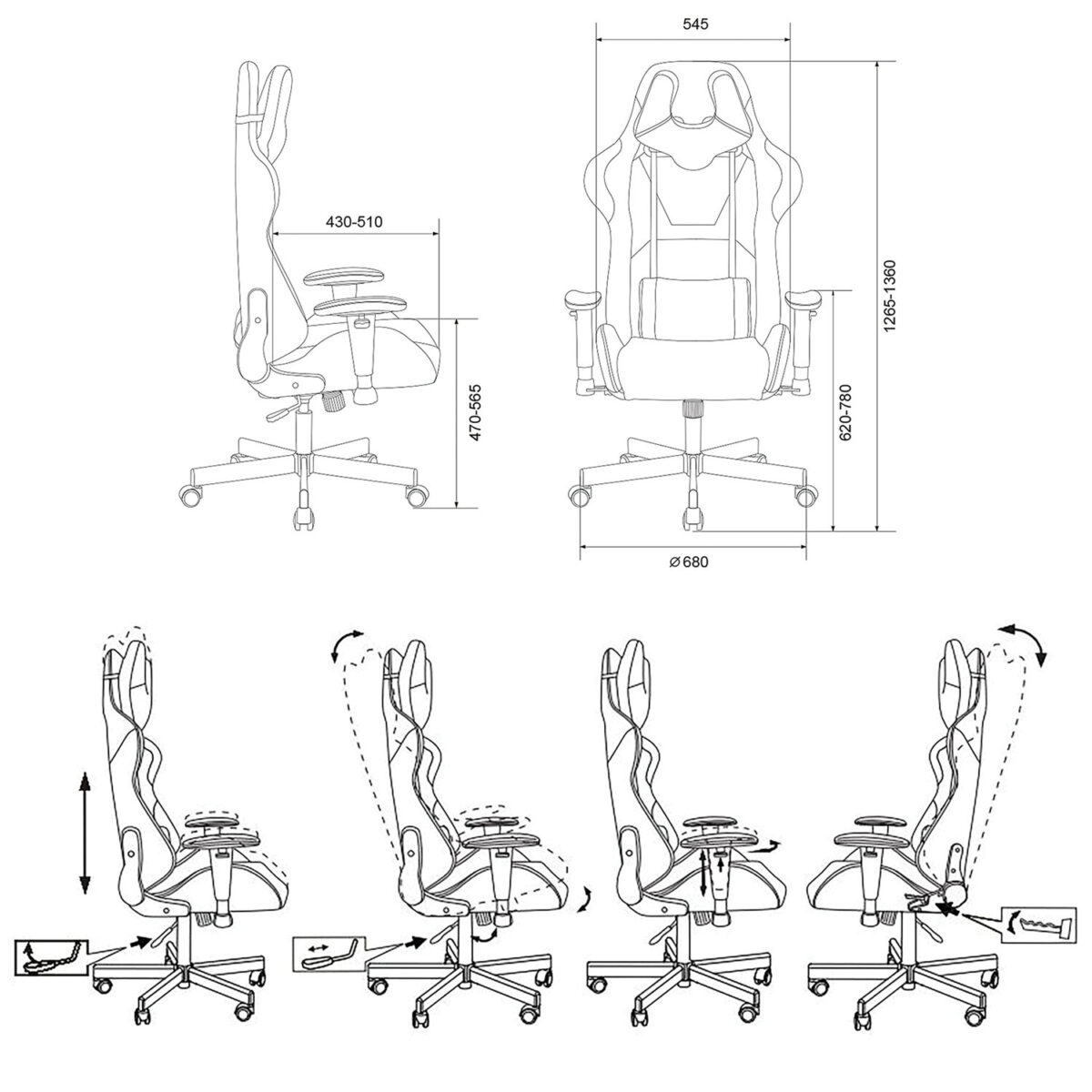 Кресло компьютерное Zombie VIKING KNIGHT, 2 подушки, ткань, черное, 1379928 — изображение 2