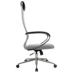 Кресло офисное МЕТТА "SU-B-8" хром, ткань-сетка, сиденье мягкое, светло-серое — изображение 4