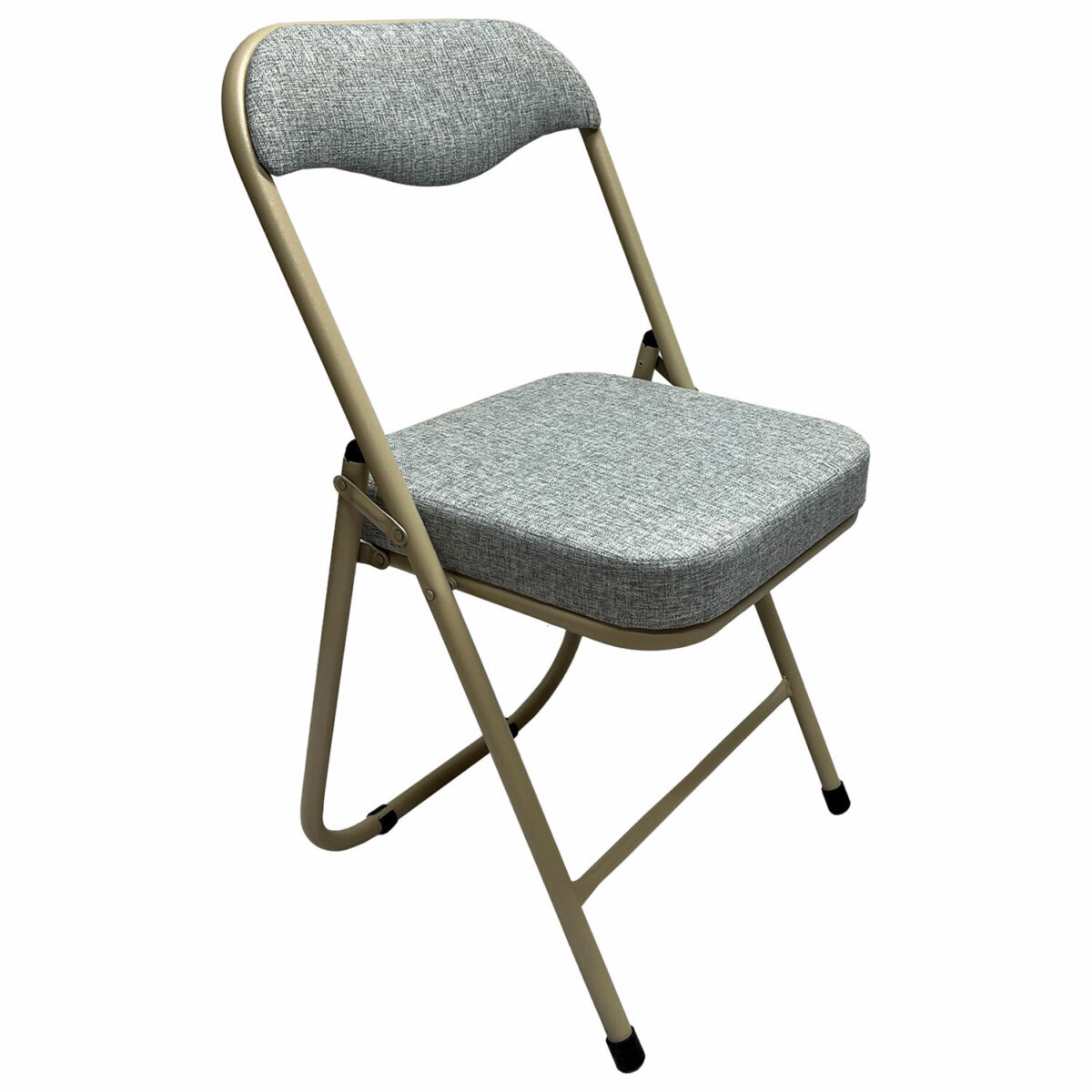 Стул складной для дома и офиса РС04К комфорт, бежевый перламутровый каркас, рогожка бежевая — изображение 1