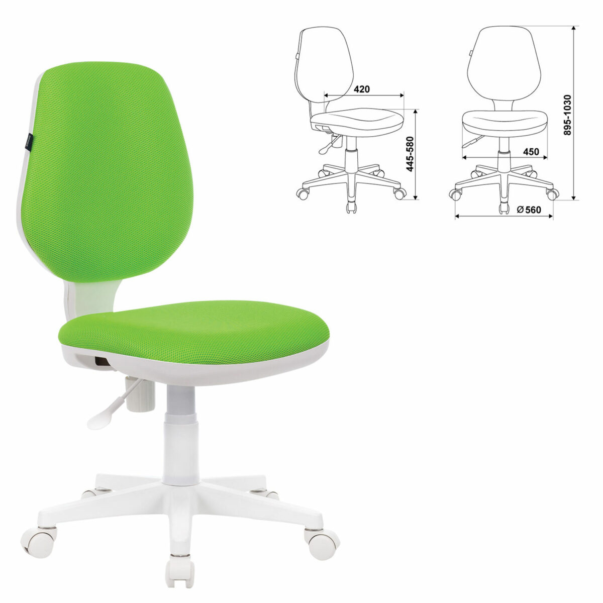 Кресло детское BRABIX "Fancy MG-201W", без подлокотников, пластик белый, салатовое, 532414, MG-201W_532414 — изображение 2