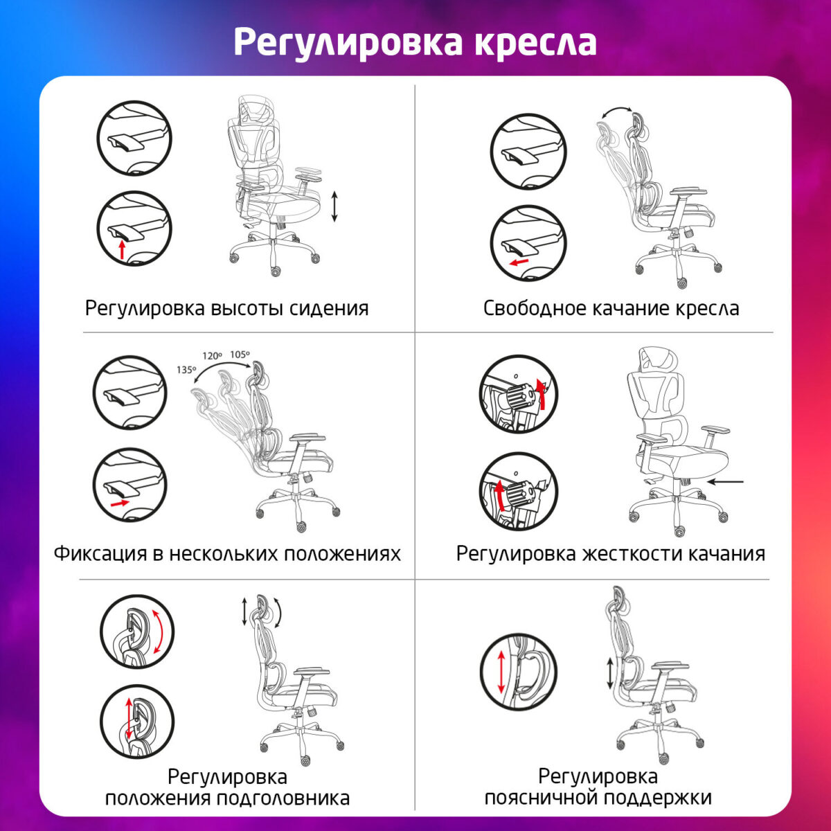 Кресло BRABIX PREMIUM "Toxin GM-520", синхромеханизм, экокожа/сетка/ткань, черное/красное, 532950 — изображение 11