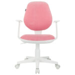 Кресло детское BRABIX "Fancy MG-201W", с подлокотниками, пластик белый, ткань вельветовая, розовое, 533009 — изображение 3