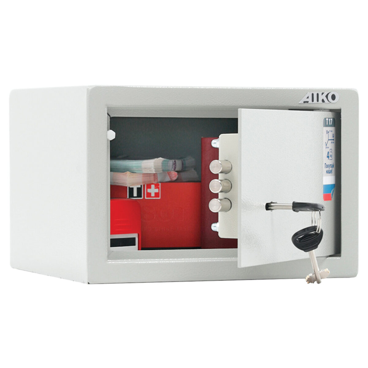 Сейф мебельный AIKO "Т17", 171х260х230 мм, 4 кг, ключевой замок, крепление к стене — изображение 1