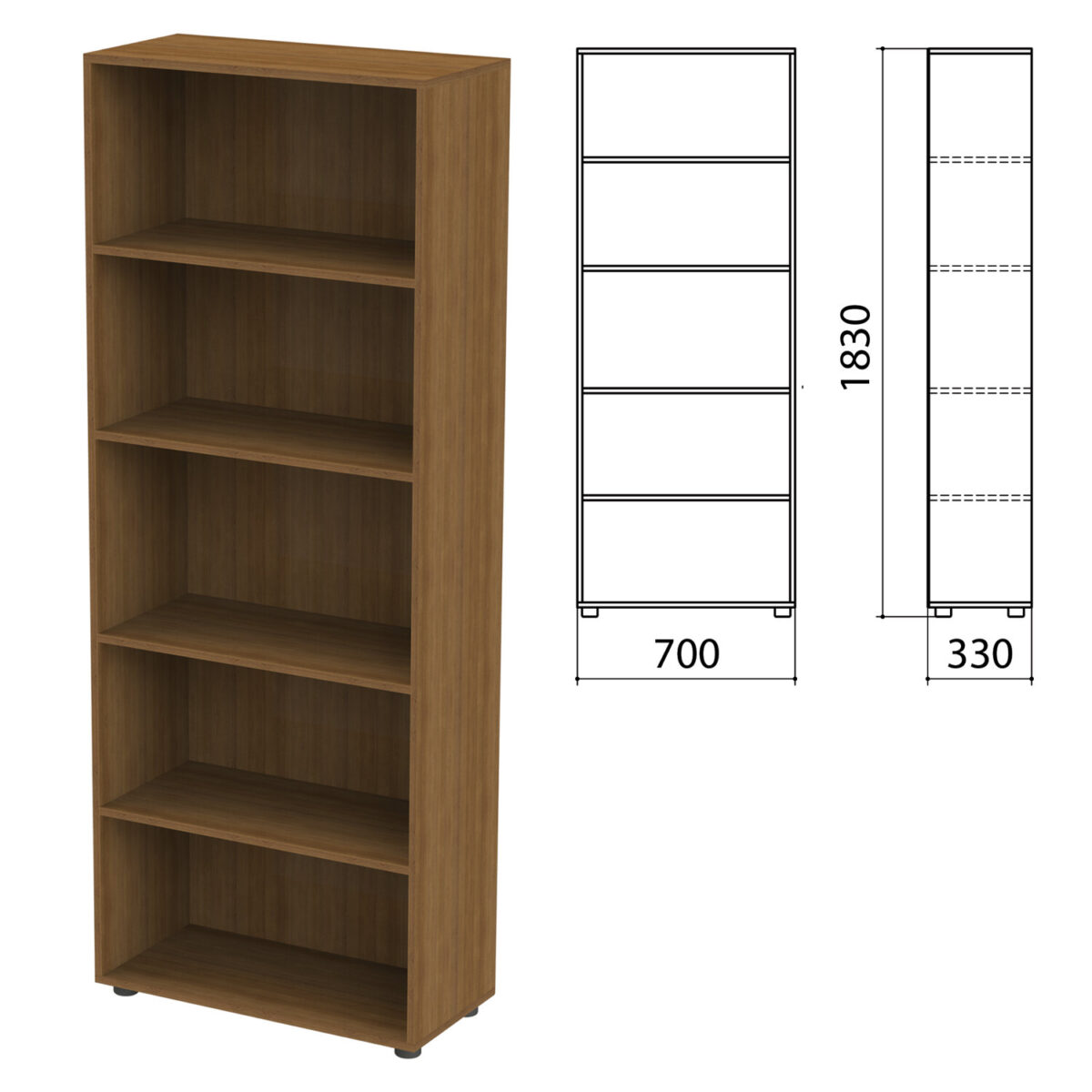 Шкаф (стеллаж) "Канц", 700х330х1830 мм, 4 полки, цвет орех пирамидальный, ШК31.9 — изображение 1