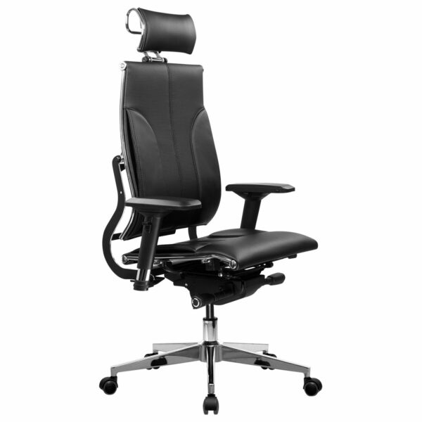 Кресло МЕТТА "Move" B2-10D, 2D-спинка, 3D-подголовник, 4D-подлокотники, экокожа, черное