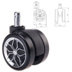 Колеса (ролики) BRABIX для кресла, прорезиненные, ХРОМ, d 60 мм, КОМПЛЕКТ 5 шт., шток d 11 мм, черные, короб, 533088 — изображение 2