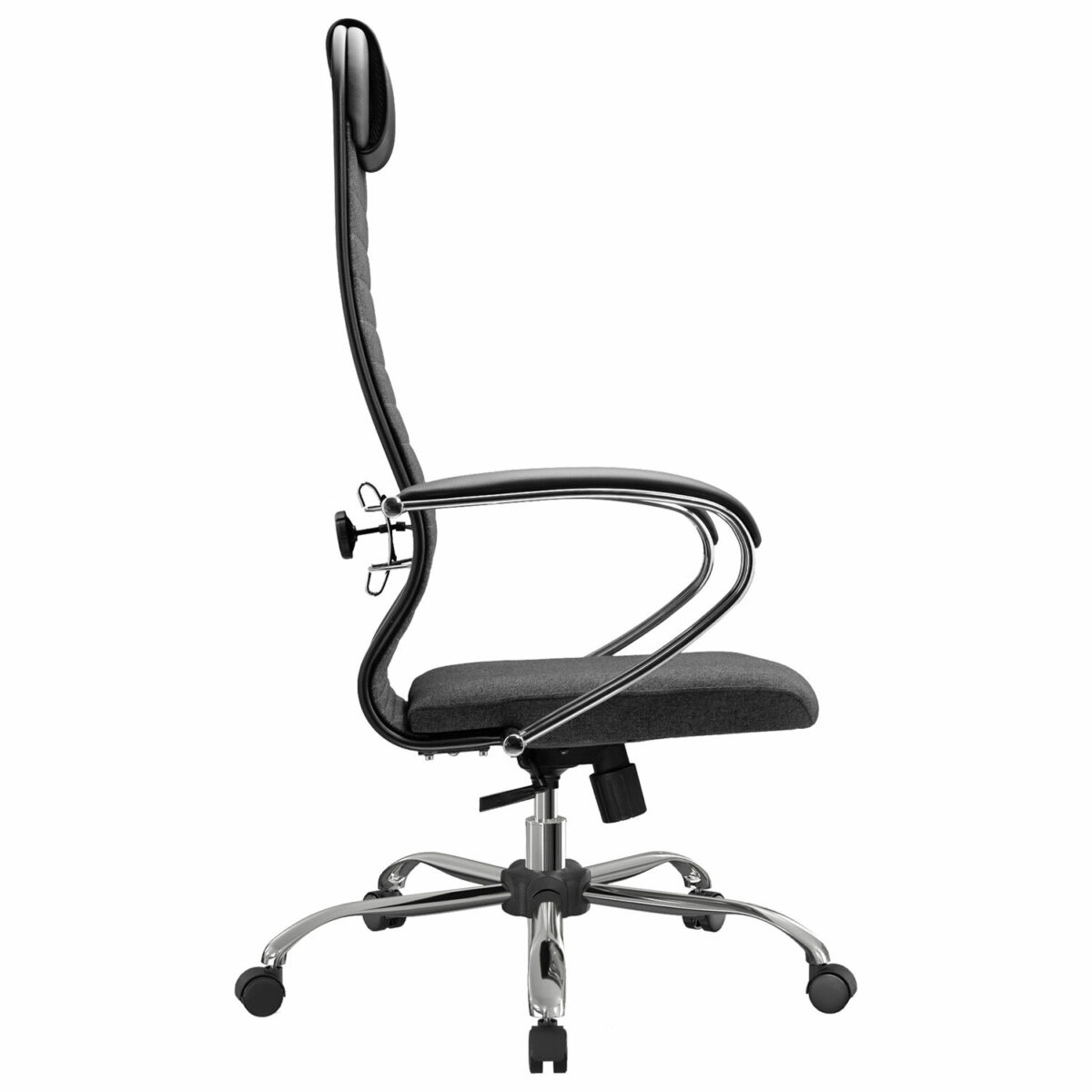 Кресло офисное МЕТТА "К-27" хром, ткань, сиденье и спинка мягкие, серое — изображение 7