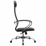 Кресло офисное МЕТТА "К-27" хром, ткань, сиденье и спинка мягкие, серое — изображение 7